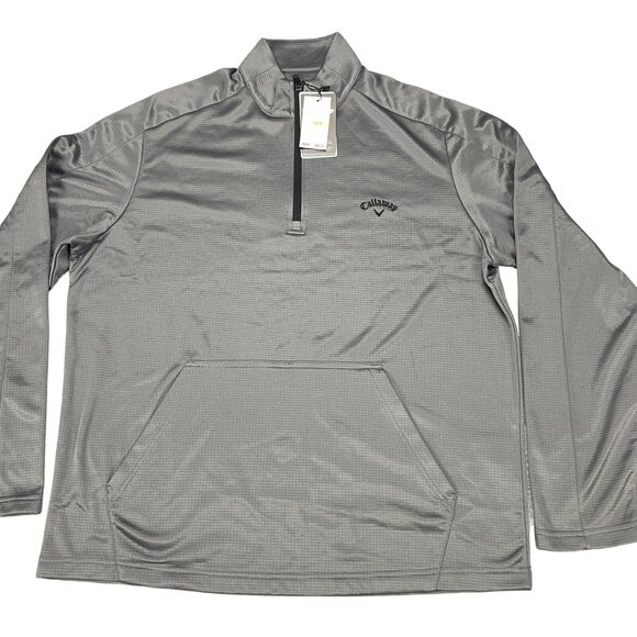 Callaway Golf Sweatshirt Mens Medium Gray OptiDry Mock Neck UPF 50+ Quarter Zip - Picture 12 of 15